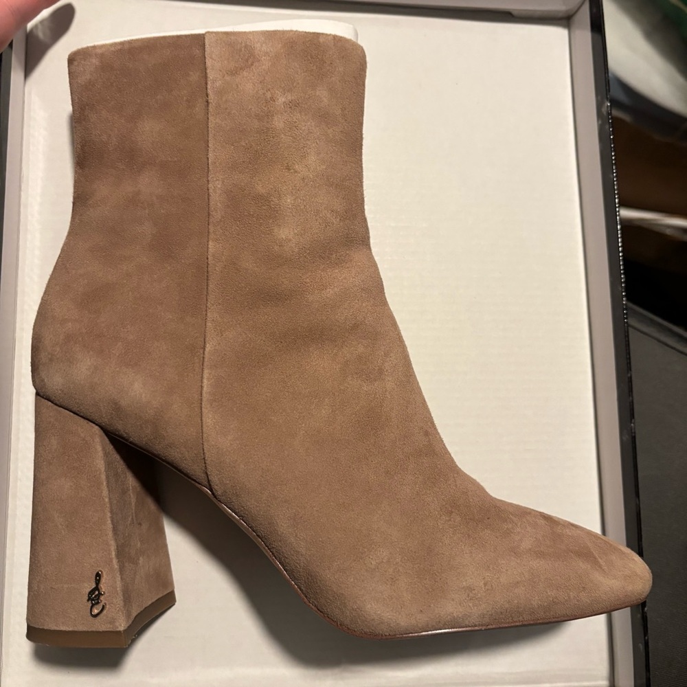 Sam Edelman Codie Praline Suede Block Heel Boots